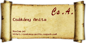 Csákány Anita névjegykártya