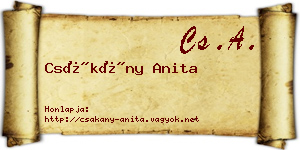 Csákány Anita névjegykártya